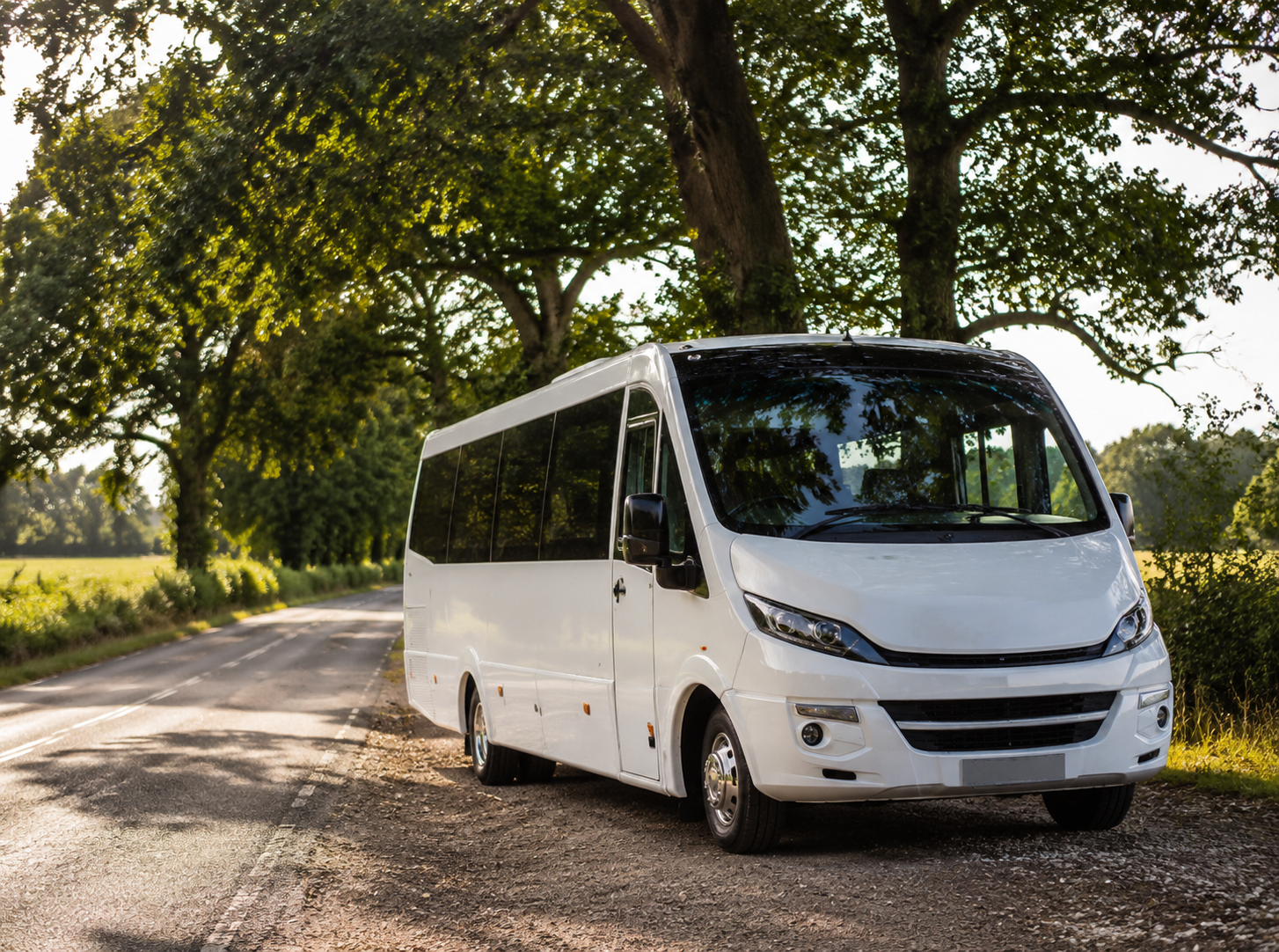 Rydepal minibus travelling through a Norfolk village lane
